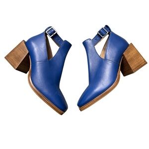 Free People Blue Leather Ankle Boots Size 37